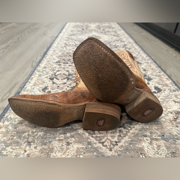 Nocona Leather Cowgirl Boots Tan Half Moon Toe 11” Tall Size 8.5 Women’s - Picture 6 of 9